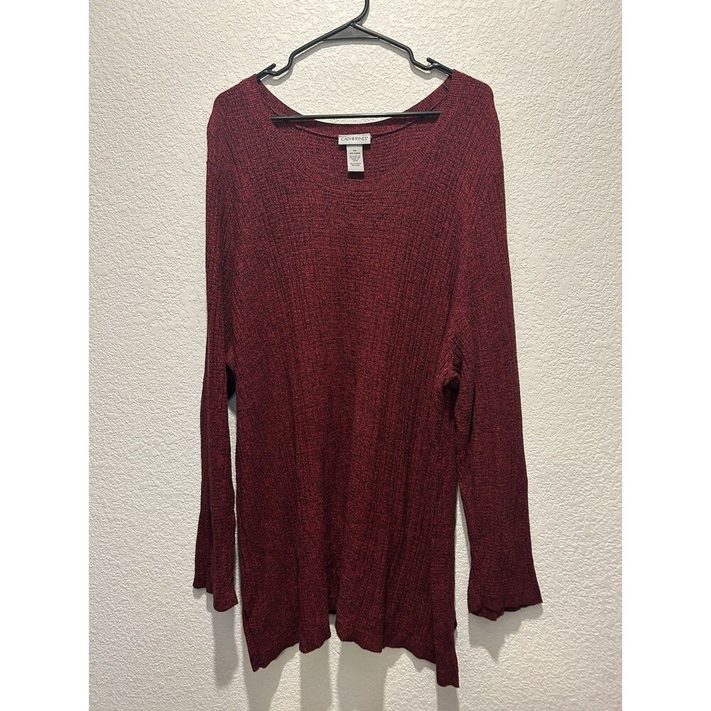 Catherine’s Red Women's Sweater 3X Round Neck Pullover Cotton